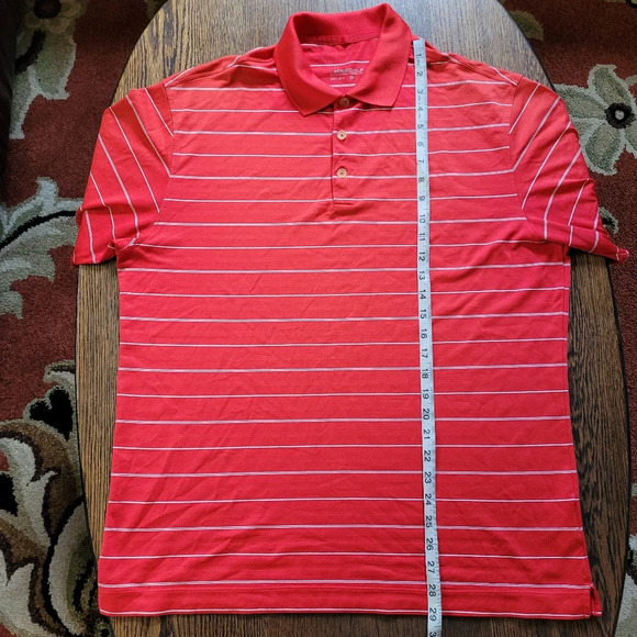 Nike Golf Dri-Fit Red Striped Short Sleeve Polo ¼ Button Shirt Size Men's Large - Picture 5 of 9